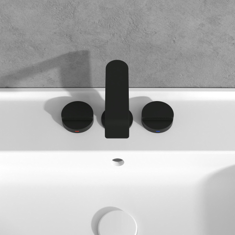 Villeroy & Boch Dawn wastafeluitloop set - zonder pop up afvoergarnituur - wandmontage afbouwdeel - mat zwart SW974309