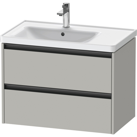 Duravit Ketho.2 Wastafelonderbouwkast - met 2 laden - voor waskom links - 78.4x45.5x54.9cm - met grepen antraciet - betongrijs mat SW772680