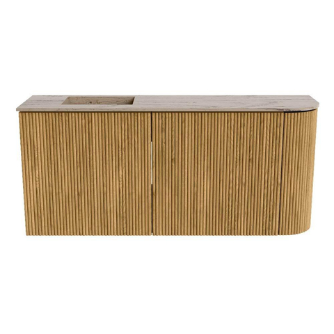 Mondiaz JOYA-DLUX Meuble de salle de bains - 91,6cm - arrondi droit couleur Chêne - Vasque FAYE position Gauche 1 trou de robinet couleur Arena SW1423890