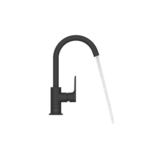 Hansgrohe Rebris s 1-gats wastafelkraan - 210 met draaibare uitloop - met wastemat - mat zwart SW796429