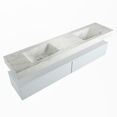 MONDIAZ ALAN - DLUX Badkamermeubelset - 200cm - onderkast - Clay - 2 lades - vrijhangende wastafel - 2 wasbakken - 2 kraangaten - Opalo SW806945