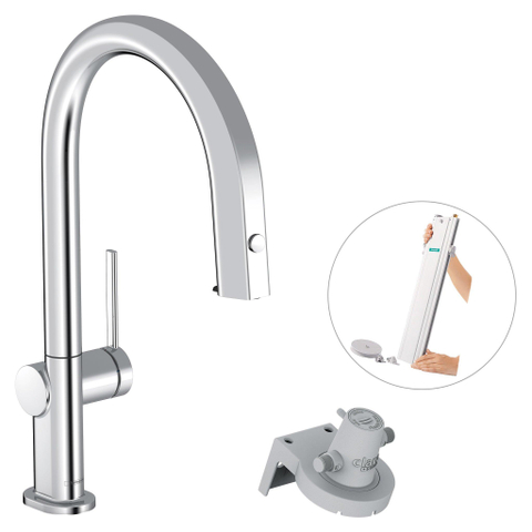 Hansgrohe Aqittura M91 Filter systeem - 210 uittrekbare uitloop - 1jet - sbox - hoogglans chroom SW918503