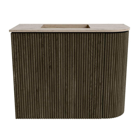 Mondiaz JOYA-DLUX Meuble de salle de bains 51,6cm - arrondi droit couleur Shadow - Vasque FAYE position Gauche 1 trou de robinet couleur Arena SW1424819