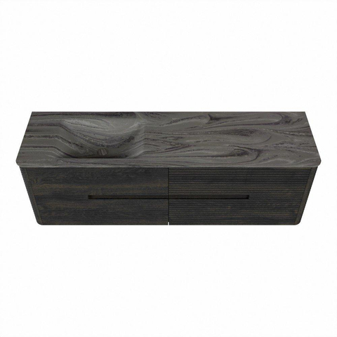 Mondiaz CIRO-DLUX Badkamermeubelset - 160x45x50cm - Solid surface wastafel Sombra - 1 wasbak Links - zonder kraangaten - 4 lades - Shadow SW1532789