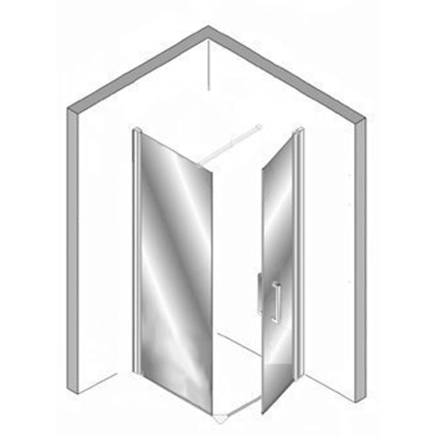 Plieger Panorama paroi de douche 120cm + porte pivotante 80cm avec barre de fixation murale carrée 100cm et profil de sol chrome 0983762
