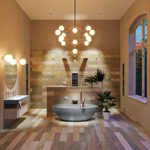 MONDIAZ ROCK Baignoire îlot - 170x70cm - couleur Plata / Talc SW1015106