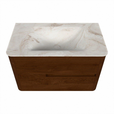 Mondiaz CIRO-DLUX Ensemble meuble de salle de bains - 80x45x50cm - Lavabo solid surface Frappe - 1 vasque au milieu - 1 trou de robinet - 2 tiroirs - Ruby SW1531275