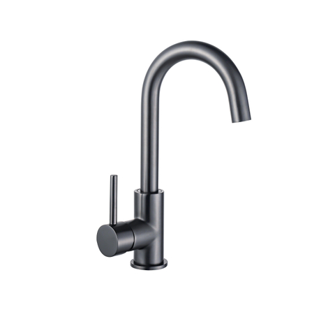 Fortifura Calvi wastafelkraan - hoog - draaibare - uitloop - PVD - geborsteld gunmetal (antraciet) SW809350
