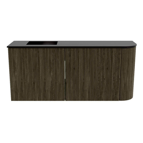 Mondiaz JOYA 91.6cm meuble de salle de bains - arrondi droit couleur Shadow - Vasque FAYE position Gauche Sans trou de robinet couleur Urban SW1421561