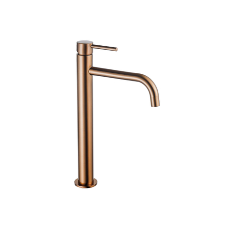 Fortifura Calvi Slim Wastafelkraan - 32cm - verhoogd - opbouw - PVD - geborsteld koper SW970030