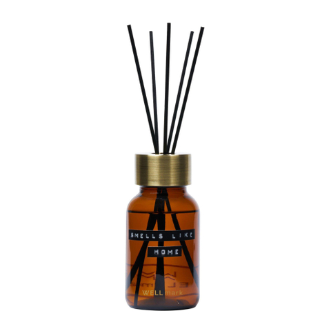 Wellmark Geurstokjes bruin glas messing ring 250ml SMELLS LIKE HOME Black label SHOWROOMMODEL SHOW25084