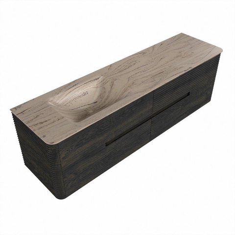 Mondiaz CIRO-DLUX Ensemble de meubles de salle de bains - 170x45x50cm - Plan vasque solid surface Arena - 1 vasque à gauche - 1 trou de robinet - 4 tiroirs - Shadow SW1532365