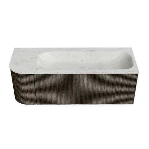 Mondiaz KURVE-DLUX Ensemble de meubles de salle de bains - 125x46x40cm - 1 tiroir - 1 porte - lavabo solid surface - droit - sans trou de robinet - Shadow SW1414071