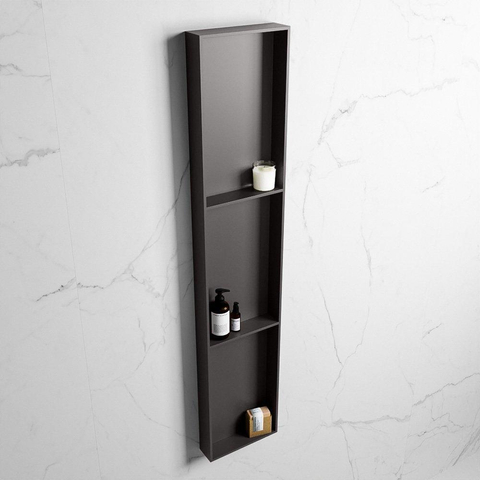 Mondiaz Easy nis 29.5x149.5x8cm - inbouw/opbouw - 3 open vakken - Solid surface - DarkGrey SW643884