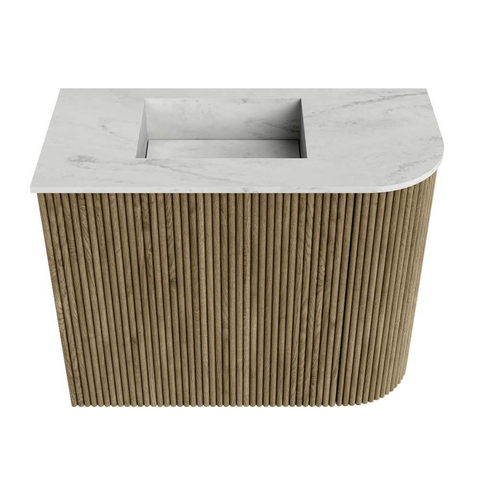 Mondiaz JOYA-DLUX 51.6cm toiletmeubel - ronding rechts kleur Dusk - Wastafel FAYE positie Links 1 kraangat kleur Opalo. SW1423309