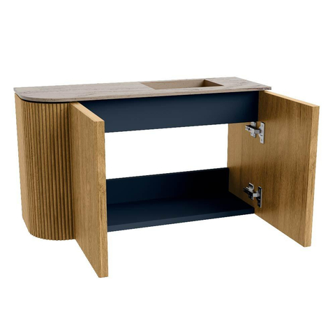 Mondiaz JOYA-DLUX 71.6cm meuble de salle de bains - arrondi gauche couleur Chêne - Vasque FAYE position Droite 1 trou de robinet couleur Arena. SW1423892