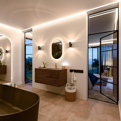 Mondiaz CIRO-DLUX Ensemble de meubles de salle de bains - 110x45x50cm - Plan vasque en solid surface Sombra - 1 vasque à droite - 1 trou de robinet - 2 tiroirs - Dusk SW1533396