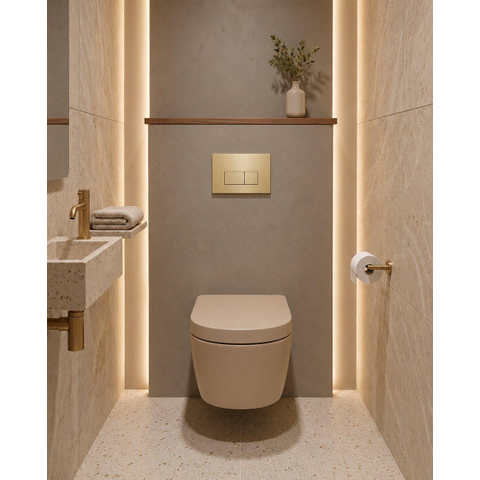 QeramiQ Dely Swirl Toiletset - 36.3x51.7cm - Geberit UP720 Duofix Sigma inbouwreservoir - 35mm zitting - bedieningsplaat beige - rechthoekige knoppen - beige SW1412306
