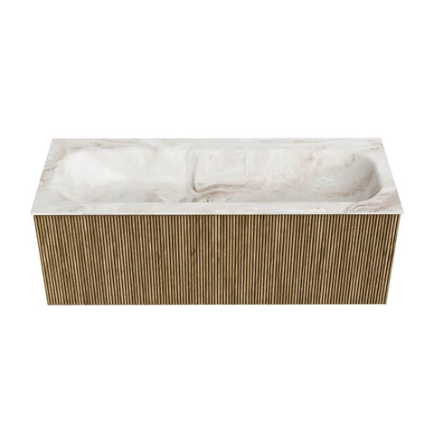 Mondiaz KURVE-DLUX Badkamermeubelset - 120x46x40cm - 1 lade - wastafel solid surface - midden - 2 kraangaten - Dusk SW1415006
