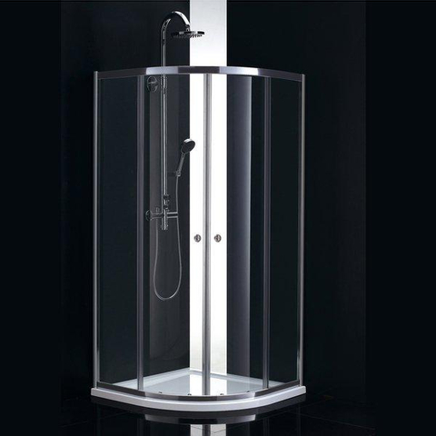 Adema Glass douchecabine 100x100x185cm kwartrond 2 schuifdeuren chroom profiel en helder glas SW8185