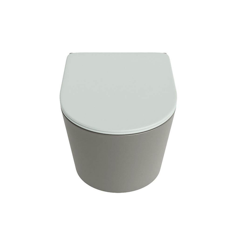 Mondiaz LAVIE hangtoilet – spoelrandloos – 36 x 53 cm – met softclose zitting – Smoke (lichtbruin), zitting Greey (lichtgroen/grijs) SW1208628