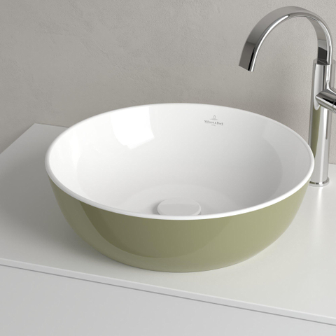 Villeroy & Boch Artis opzetwastafel - 43x43cm - zonder kraangat - zonder overloop - Sage Green (glans groen) SW644115
