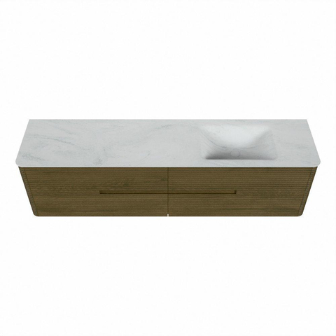 Mondiaz CIRO-DLUX Ensemble de meubles de salle de bains - 190x45x50cm - Lavabo en solid surface Opalo - 1 vasque à droite - 1 trou de robinet - 4 tiroirs - Dusk SW1532924