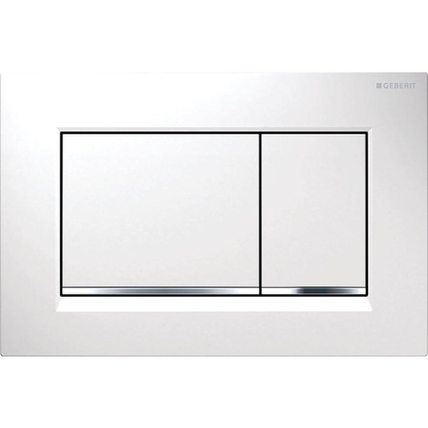 Geberit Sigma20 bedieningsplaat - 2-toets spoeling - rechthoekige knoppen - wit/glans chroom/wit - dualflush - glans wit SW61798