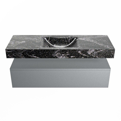 Mondiaz ALAN-DLUX Ensemble de meuble - 130cm - meuble Plata mat - 1 tiroir - Lavabo Cloud Lava suspendu - vasque Centre - 1 trou de robinet SW808482