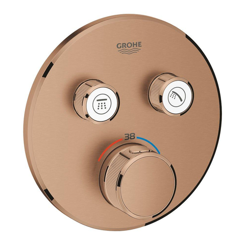 Grohe SmartControl Inbouwthermostaat - 3 knoppen - rond - brushed warm sunset (koper) SW354624