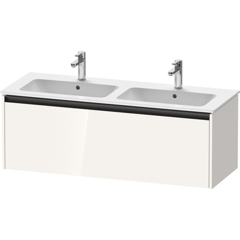 Duravit Ketho.2 Wastafelonderbouwkast - met 1 lade - voor dubbele wastafel - 128x48x44cm - met greep antraciet - hoogglans wit SW772367