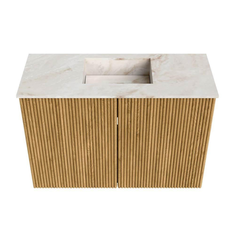 Mondiaz JOYA-DLUX 60cm meuble de toilette - couleur Oak - Vasque FAYE position Milieu Sans trou de robinet couleur Frappe. SW1421875