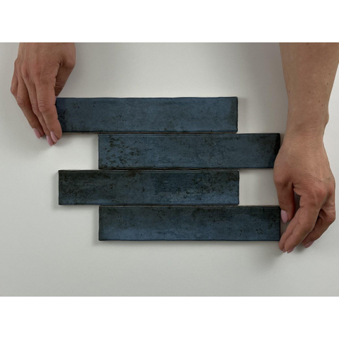 ÉCHANTILLON Terravito Dorelia carreau mural - 5x25cm - Blue brillant (bleu) SW1130684