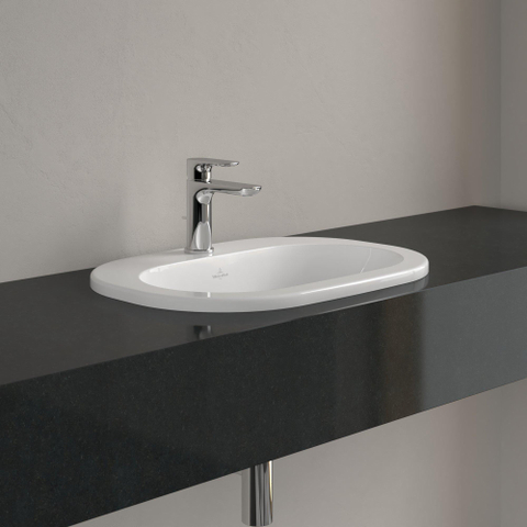 Villeroy & Boch O.novo inbouwwastafel - 56x40.5cm overloop - 1 kraangat vuilafstotend CeramicPlus - White Alpine (glans wit) 0124153