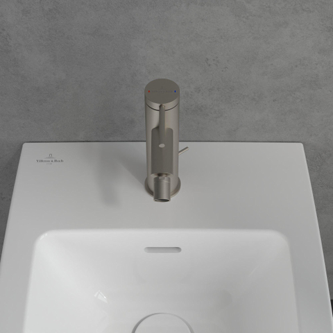 Villeroy & Boch Loop & Friends 1 greeps wastafelkraan - zonder waste - Brushed Nickel black (rvs) SW974143