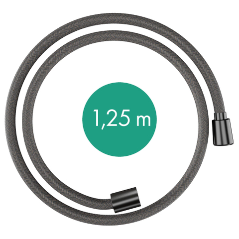 Hansgrohe Designflex Doucheslang textiel 1/2x125cm - met anti-knik bescherming - zwart chroom SW918012