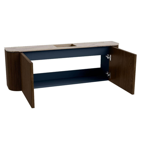 Mondiaz JOYA-DLUX Meuble de salle de bains 123,2cm - arrondis gauche et droite couleur Noyer - Vasque FAYE position Milieu Sans trou de robinet couleur Arena SW1424386