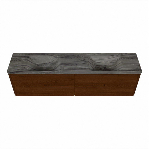 Mondiaz CIRO-DLUX Badkamermeubelset - 190x45x50cm - Solid surface wastafel Sombra - 2 wasbak Dubbel - zonder kraangaten - 4 lades - Ruby SW1531995