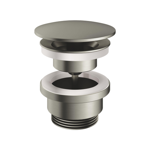 Hotbath Mate Always open plug - met schroef rond - geborsteld nikkel (RVS) SW12932