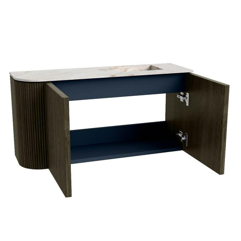 Mondiaz JOYA-DLUX 81.6cm toiletmeubel - ronding links kleur Shadow - Wastafel FAYE positie Rechts 1 kraangat kleur Frappe. SW1422716