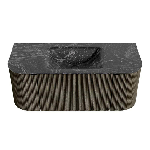 Mondiaz KURVE-DLUX Badkamermeubelset - 110x46x40cm - 1 lade - 2 deuren - wastafel solid surface - midden - zonder kraangat - Shadow SW1414621