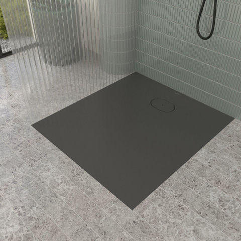 Villeroy & Boch Ecora douchebak - 100x90x3.5cm - afvoer korte zijde - anthracite (antraciet) SW1558967