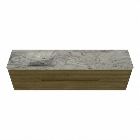 Mondiaz CIRO-DLUX Meuble de salle de bains - 190x45x50cm - Plan vasque solid surface Glace - 1 vasque à gauche - sans trous de robinetterie - 4 tiroirs - Dusk SW1533010