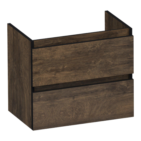 BRAUER Joy Edge meuble sous-lavabo peu profond 60 2 tiroirs à fermeture douce - sans poignée - 1 découpe pour siphon - Bois brut SW1200922