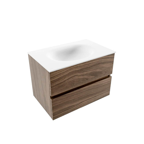 Mondiaz VICA meuble sous lavabo de salle de bains - 70cm - 2 tiroirs - lavabo Moon Talc - 1 trou pour robinet - Mocha SW1187260