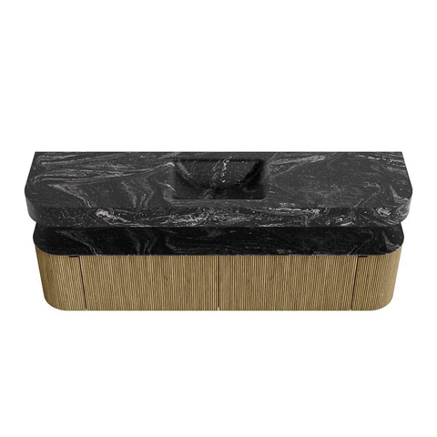 MONDIAZ THOR-DLUX 190cm meuble de salle de bains arrondi gauche + droite couleur Dusk avec 2 tiroirs et 2 portes. Vasque suspendue CLOUD Milieu sans trou de robinet couleur Lava. SW1466448