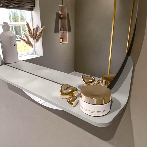 Mondiaz SPOT miroir – Ø 60 cm – avec tablette – Linen (blanc cassé) SW1235553