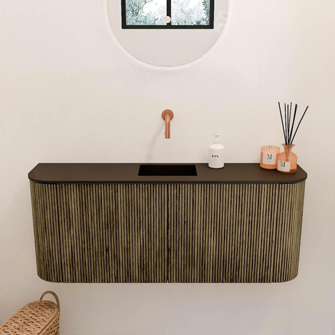 Mondiaz JOYA 103.2cm toiletmeubel - ronding links en rechts kleur Dusk - Wastafel FAYE positie Midden Zonder kraangat kleur Urban. SW1421699