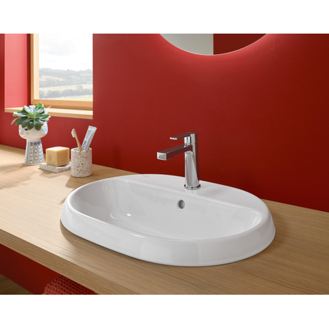 Villeroy & Boch Architectura inbouwwastafel - 60x45x17cm Ovaal - 1 kraangat - met overloopgat Ceramic - White Alpine (glans wit) SW762350