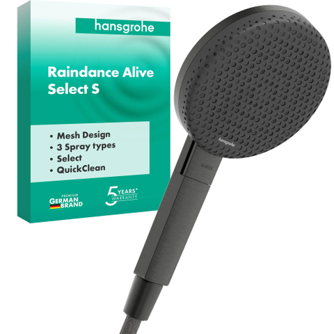 Hansgrohe Raindance Alive Select S - handdouche 125 - 3jet - geborsteld zwart chroom (antraciet) SW1388293